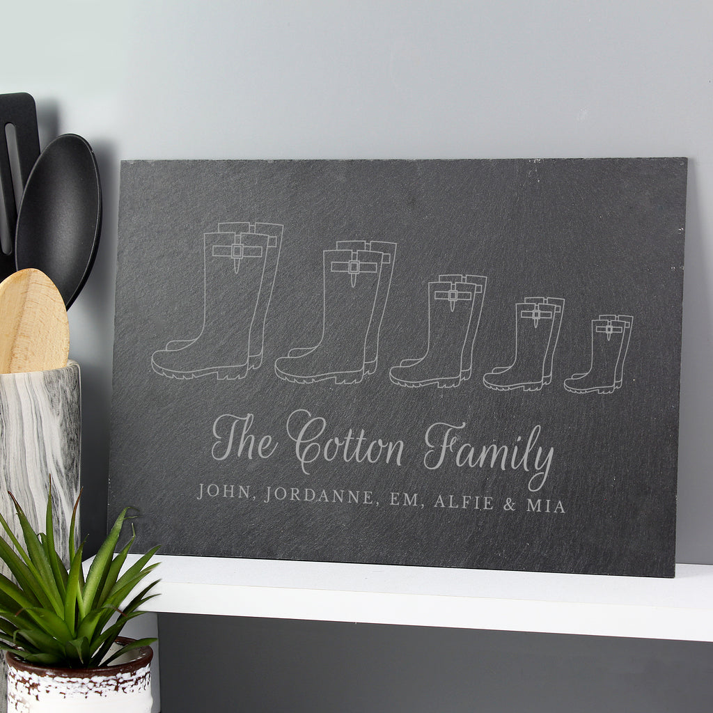 Personalised Welly Boot Family of Five Slate | Kitchen, Baking & Dining Gifts | Inspired Creative Gifts