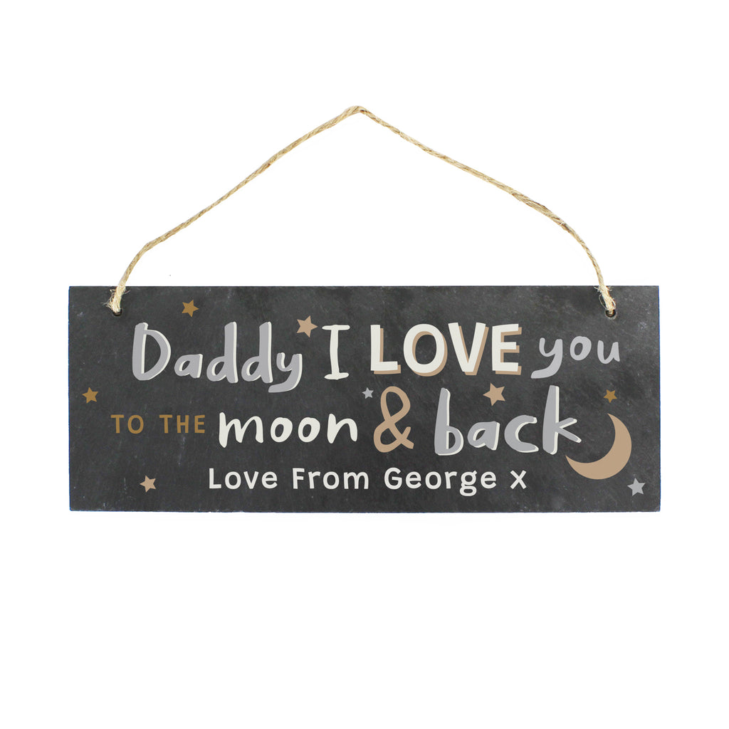 Personalised To the Moon and Back Hanging Slate Plaque | Gift for Her