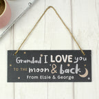 Personalised To the Moon and Back Hanging Slate Plaque | Gift for Her