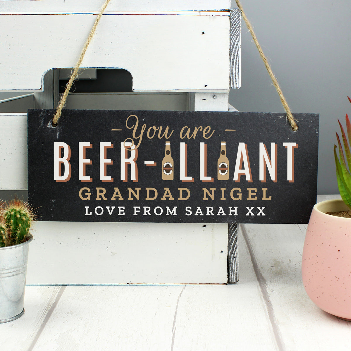 Personalised Beer-illiant Hanging Slate Plaque | Hanging Decorations & Signs | Inspired Creative Gifts
