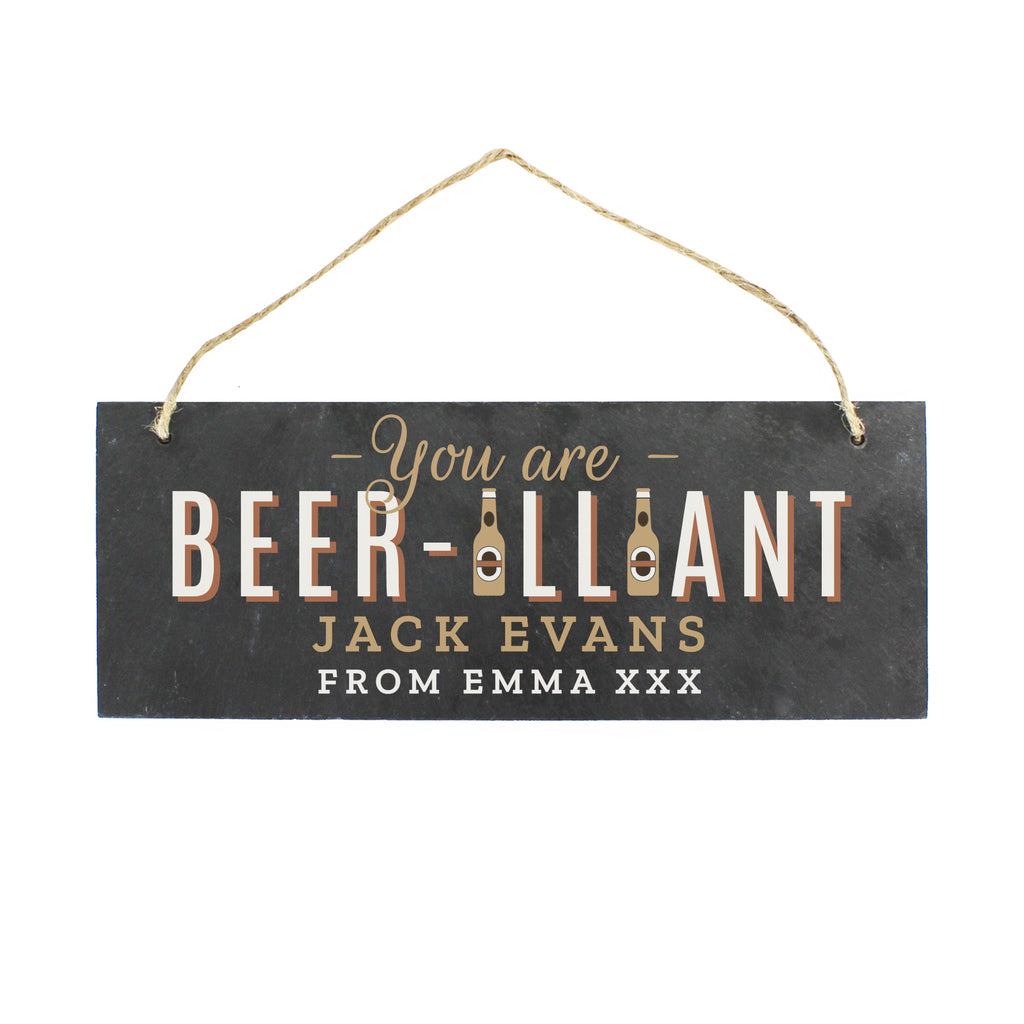 Personalised Beer-illiant Hanging Slate Plaque | Hanging Decorations & Signs | Inspired Creative Gifts