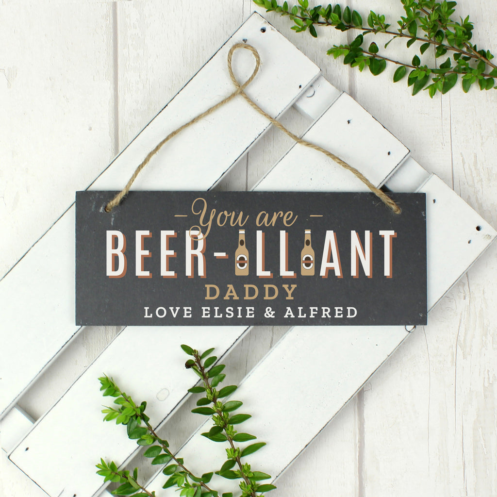 Personalised Beer-illiant Hanging Slate Plaque | Hanging Decorations & Signs | Inspired Creative Gifts