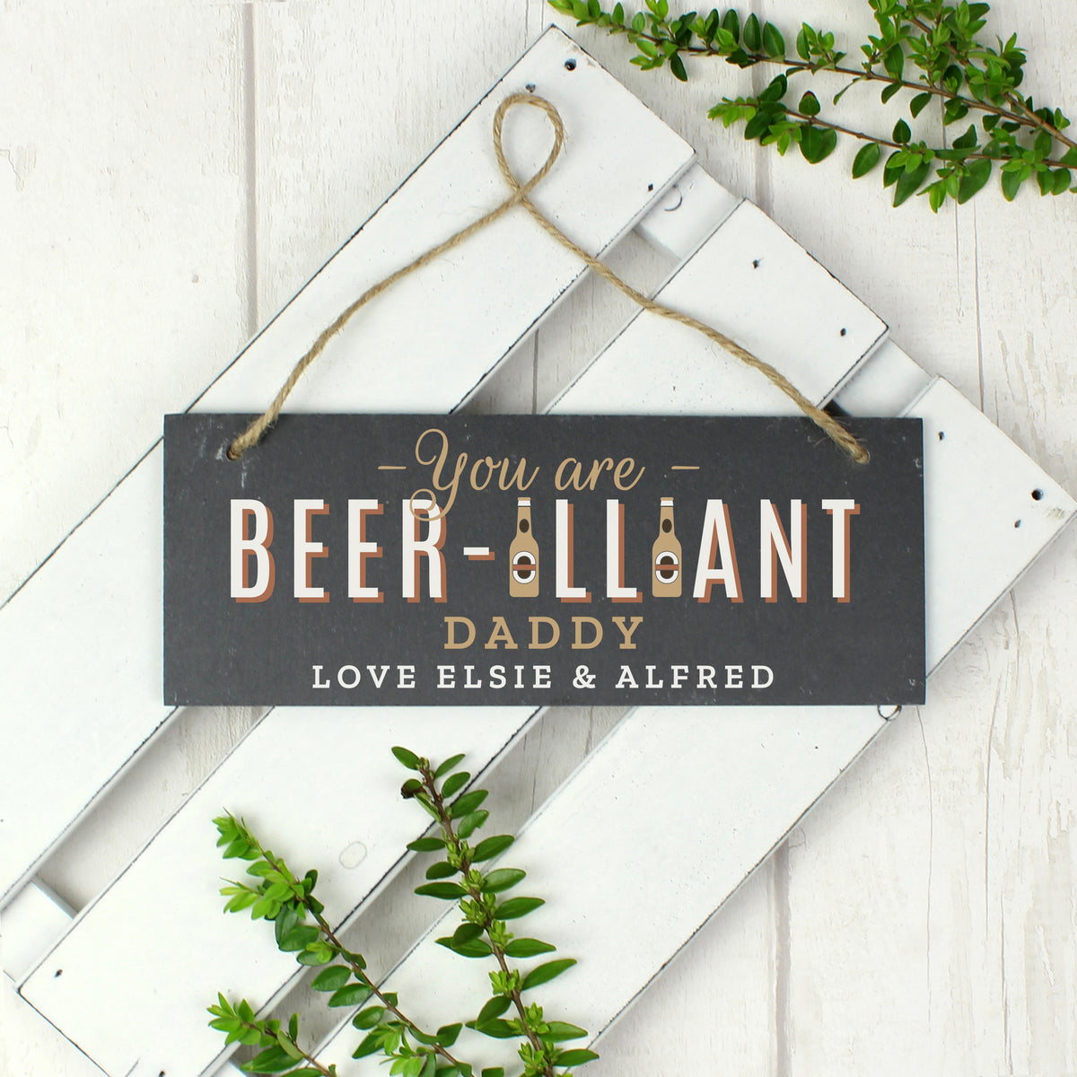 Personalised Beer-illiant Hanging Slate Plaque | Hanging Decorations & Signs | Inspired Creative Gifts