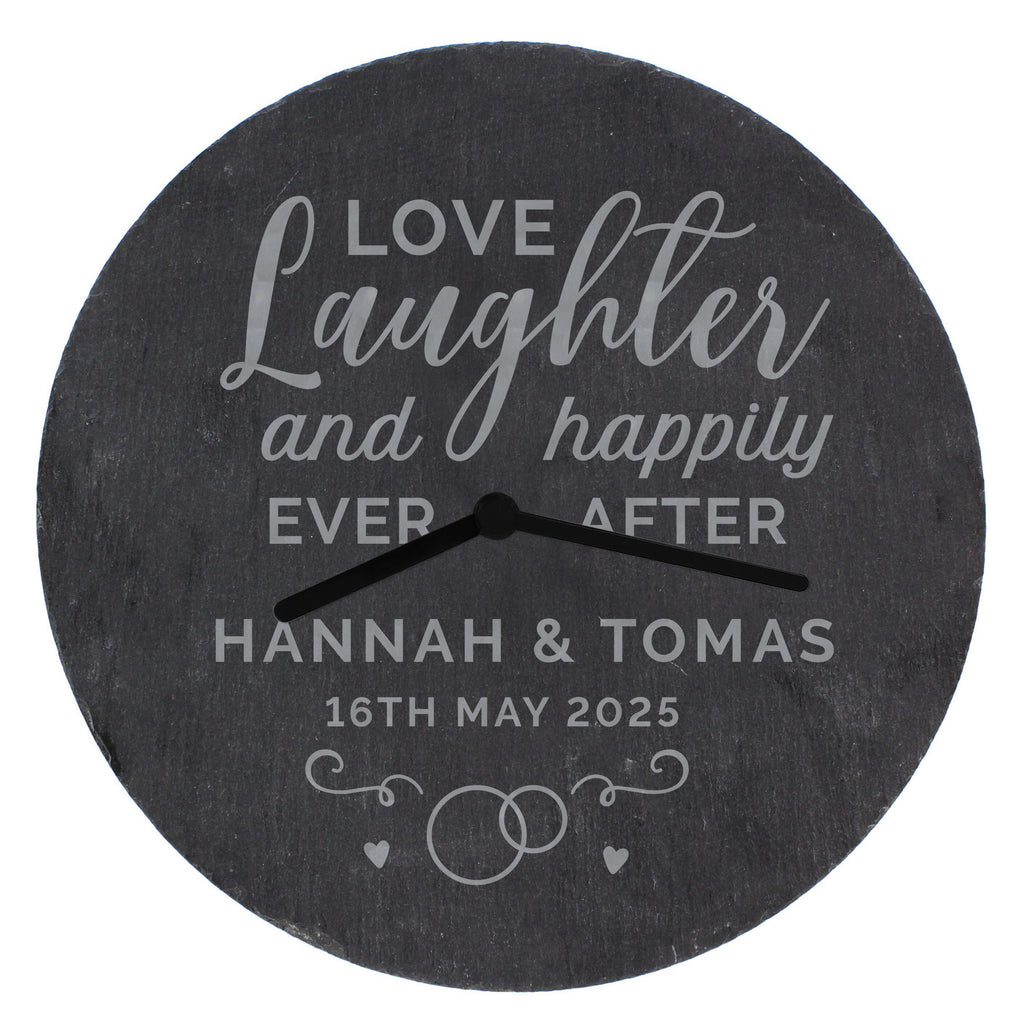 Personalised Love Laughter Slate Clock - Clocks & Watches - Inspired Creative Gifts