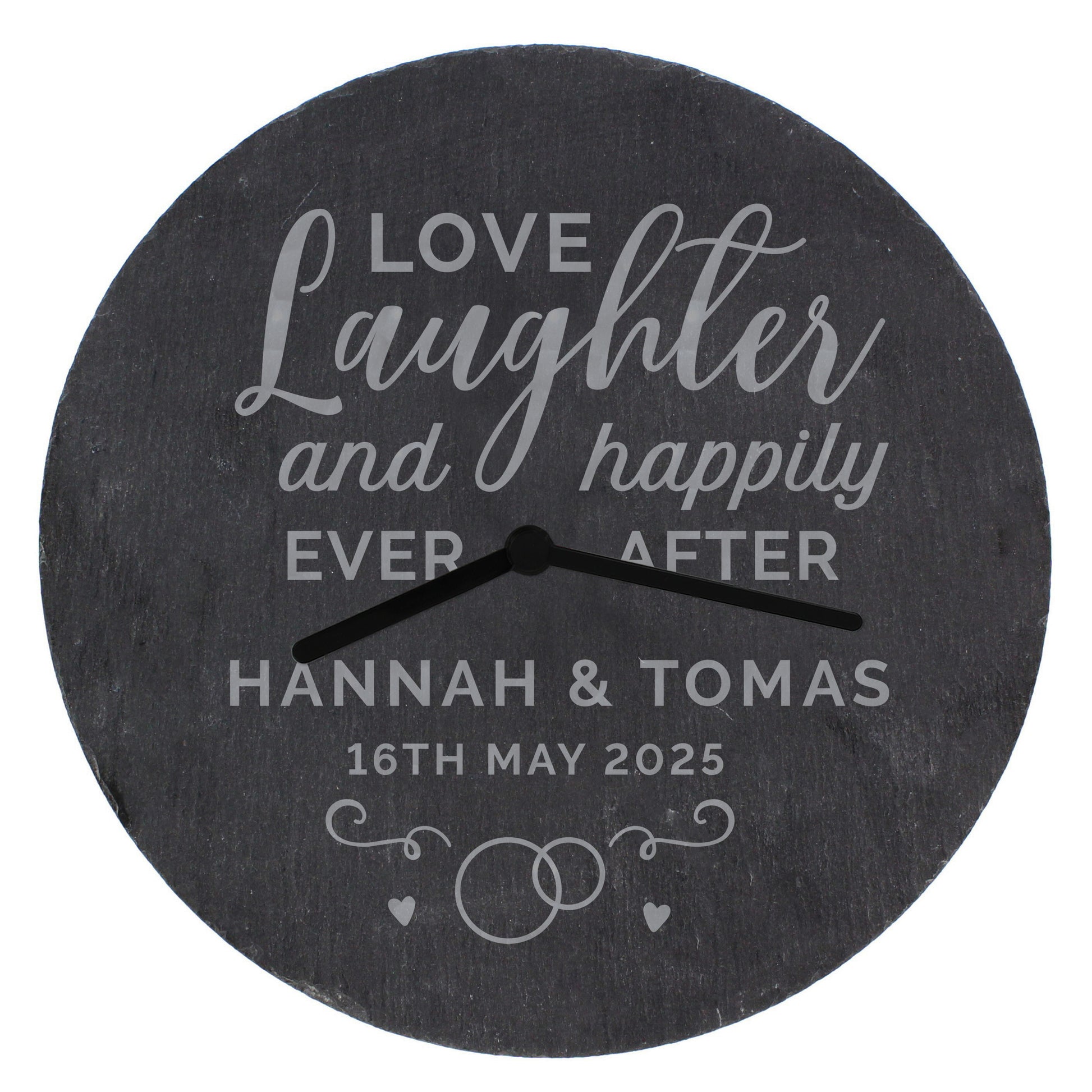 Personalised Love Laughter Slate Clock - Clocks & Watches - Inspired Creative Gifts