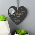 Personalised Moon and Back Slate Heart Decoration | Hanging Decorations & Signs | Inspired Creative Gifts