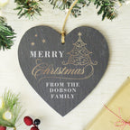 Personalised Gold Christmas Slate Heart Ornament for Christmas