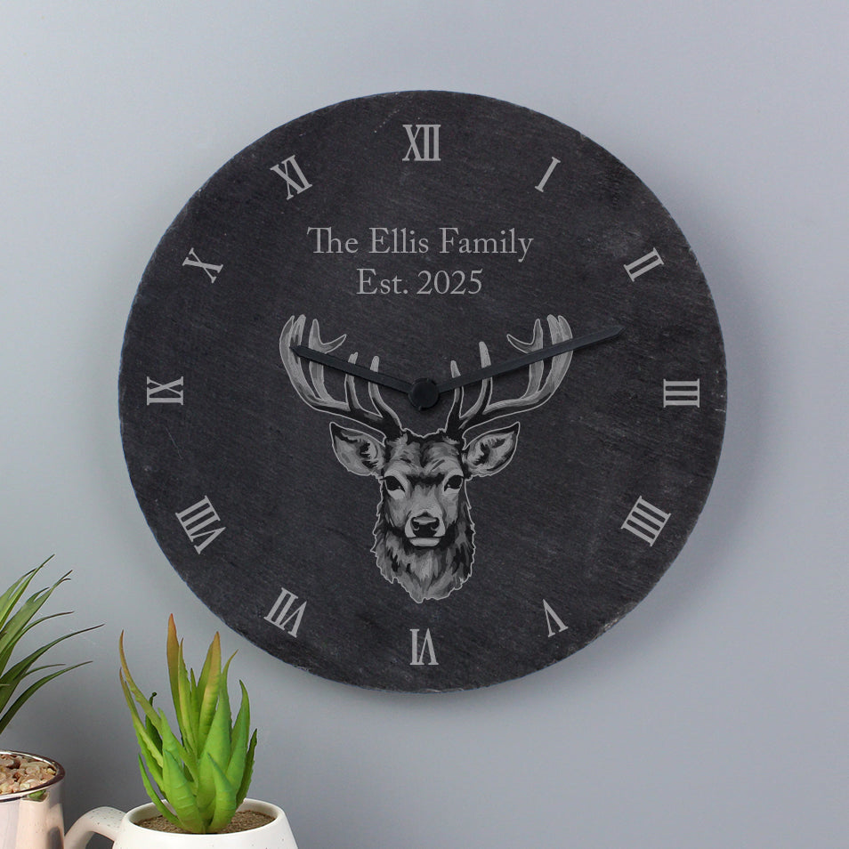 Personalised Stag Slate Clock - Clocks & Watches - Inspired Creative Gifts