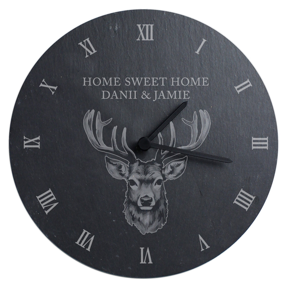 Personalised Stag Slate Clock - Clocks & Watches - Inspired Creative Gifts