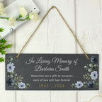 Personalised Memorial Floral Slate Hanging Ornament | Memorial Gift