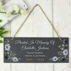 Personalised Memorial Floral Slate Hanging Ornament | Memorial Gift