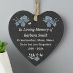 Personalised Memorial Forget Me Not Slate Heart | Hanging Decorations & Signs | Inspired Creative Gifts
