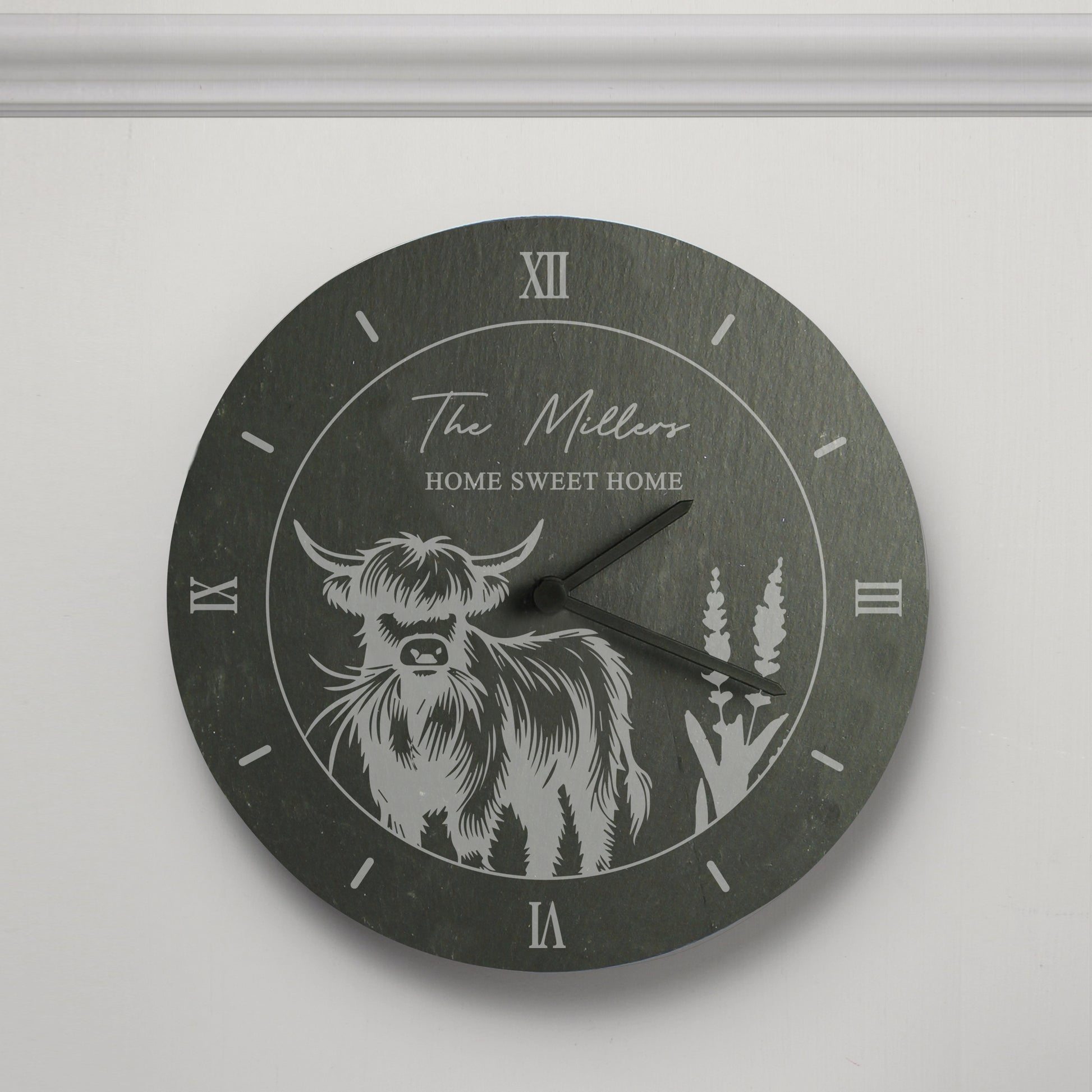 Personalised Highland Cow Slate Clock - Clocks & Watches - Inspired Creative Gifts