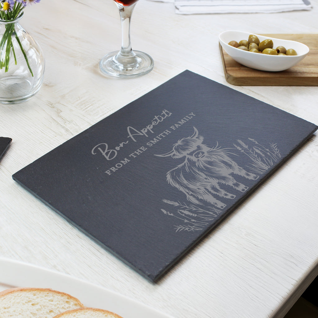 Personalised Highland Cow Slate Placemat | Kitchen, Baking & Dining Gifts
