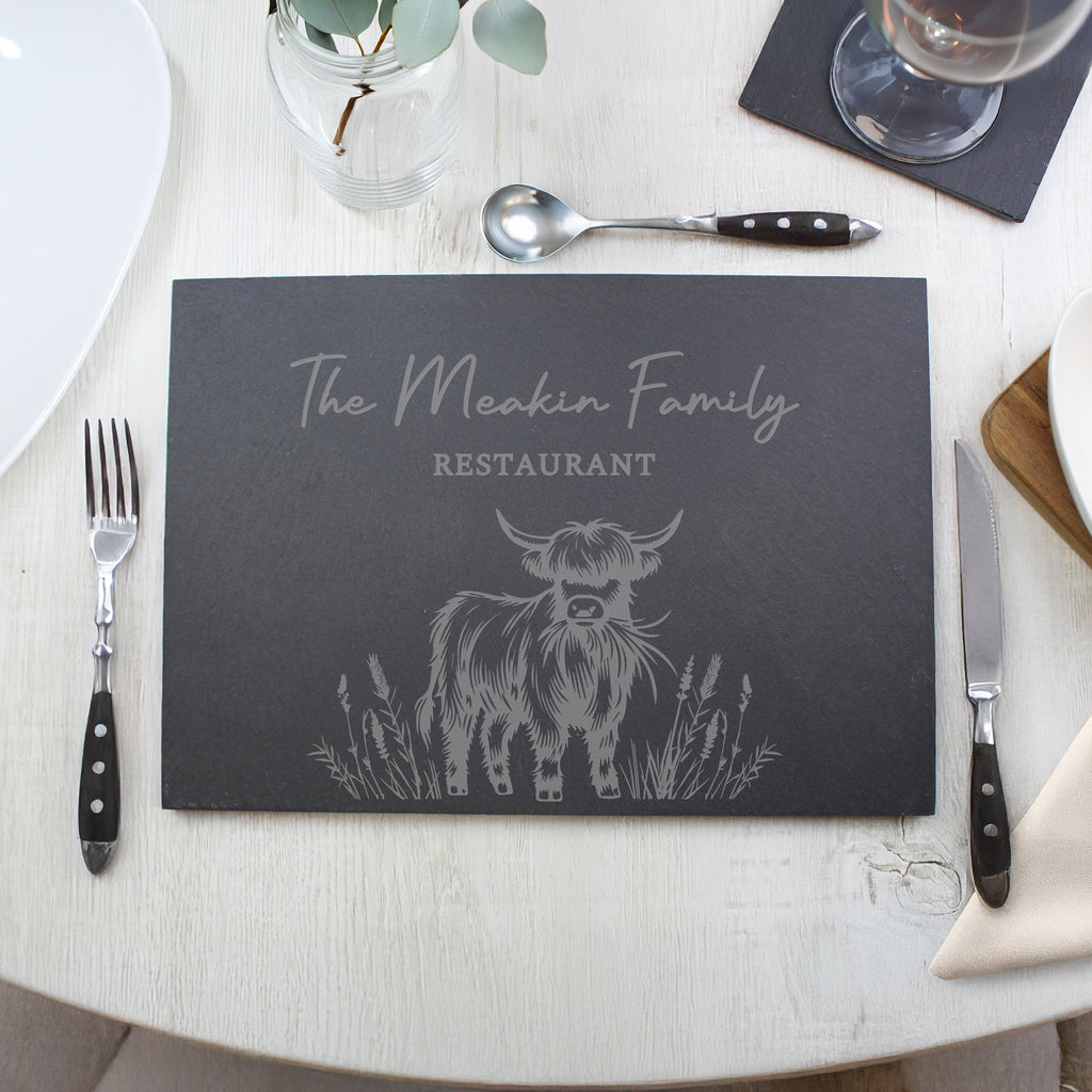 Personalised Highland Cow Slate Placemat | Kitchen, Baking & Dining Gifts