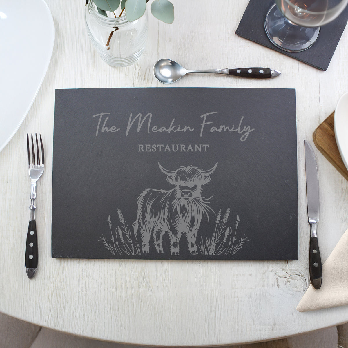 Personalised Highland Cow Slate Placemat | Kitchen, Baking & Dining Gifts