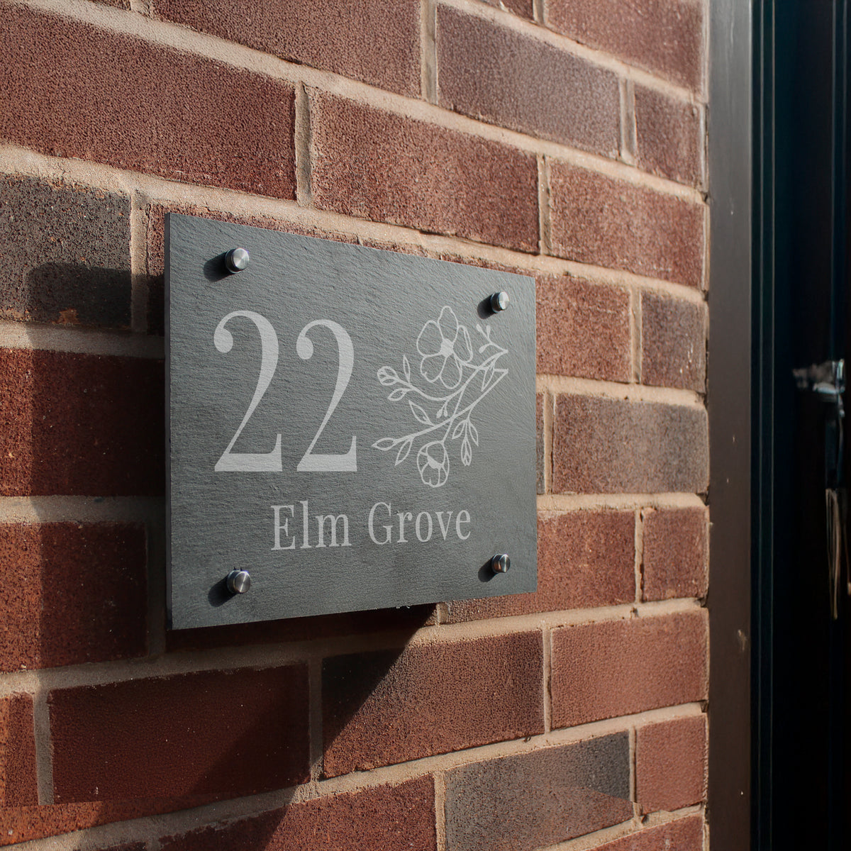 Personalised Floral Slate House Sign for New Home