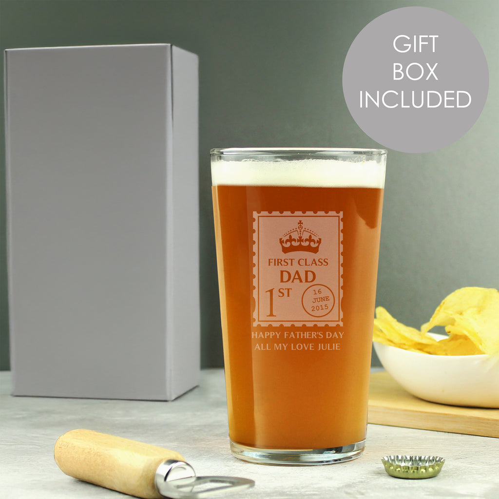 Personalised 1st Class Pint Glass - Glasses & Barware - Inspired Creative Gifts