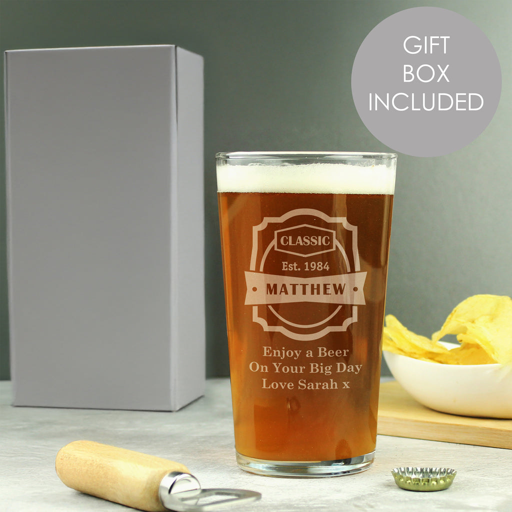Personalised Classic Pint Glass - Glasses & Barware - Inspired Creative Gifts