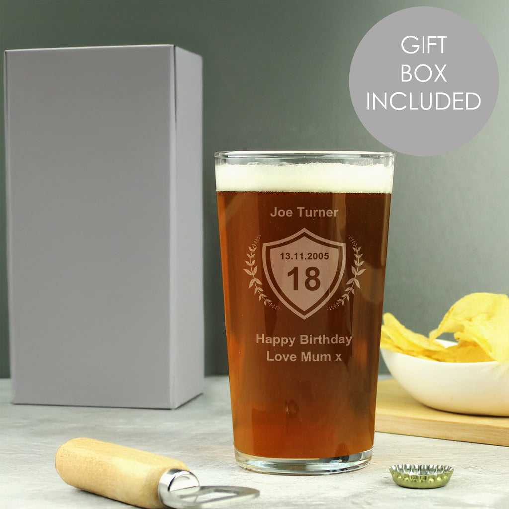 Personalised Age Crest Pint Glass - Glasses & Barware - Inspired Creative Gifts
