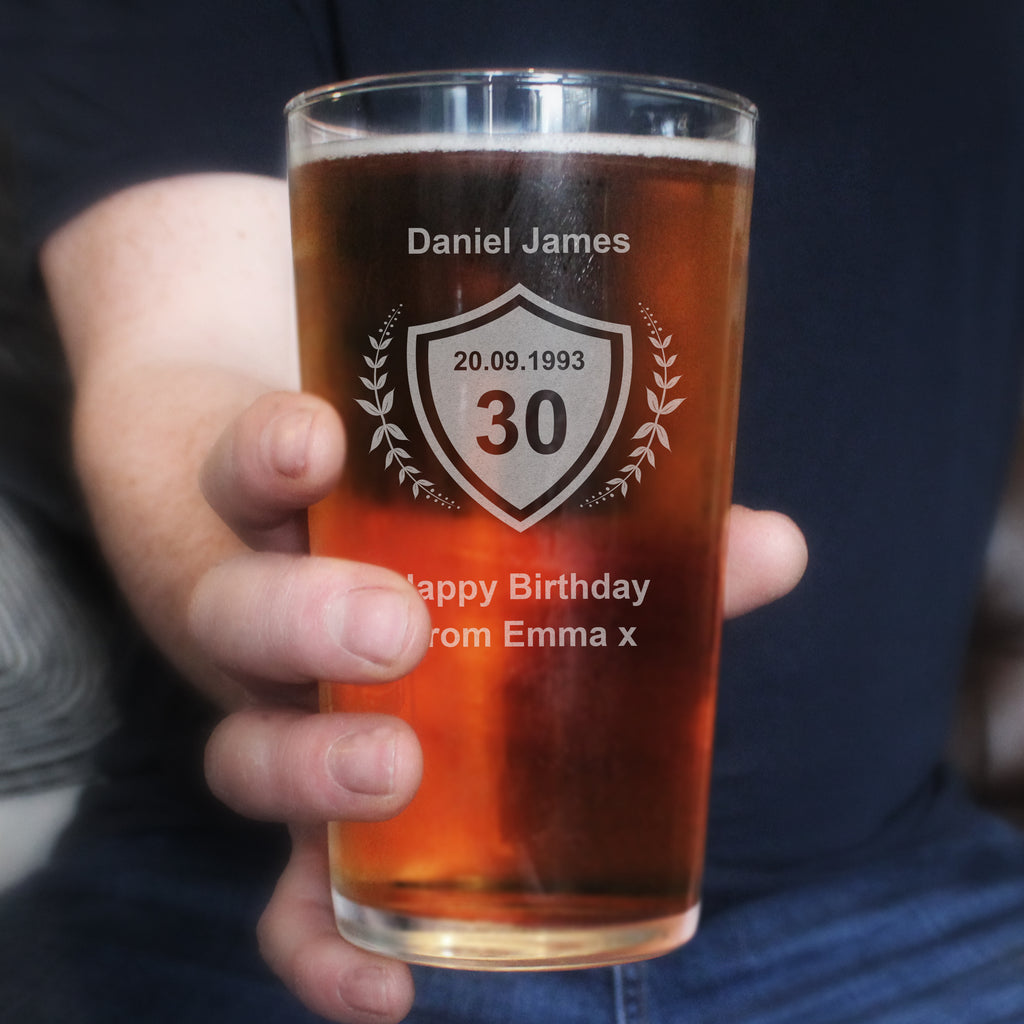Personalised Age Crest Pint Glass - Glasses & Barware - Inspired Creative Gifts