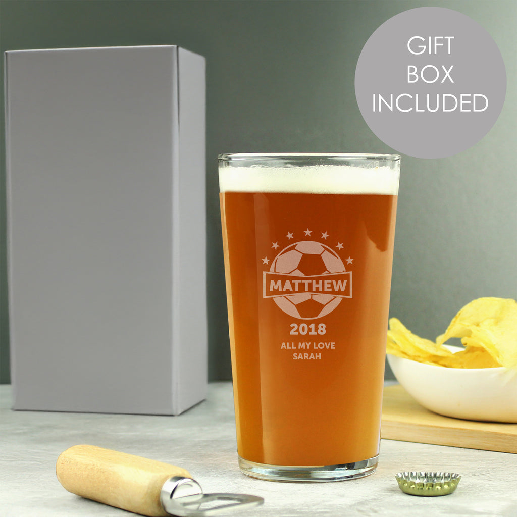 Personalised Football Pint Glass - Glasses & Barware - Inspired Creative Gifts