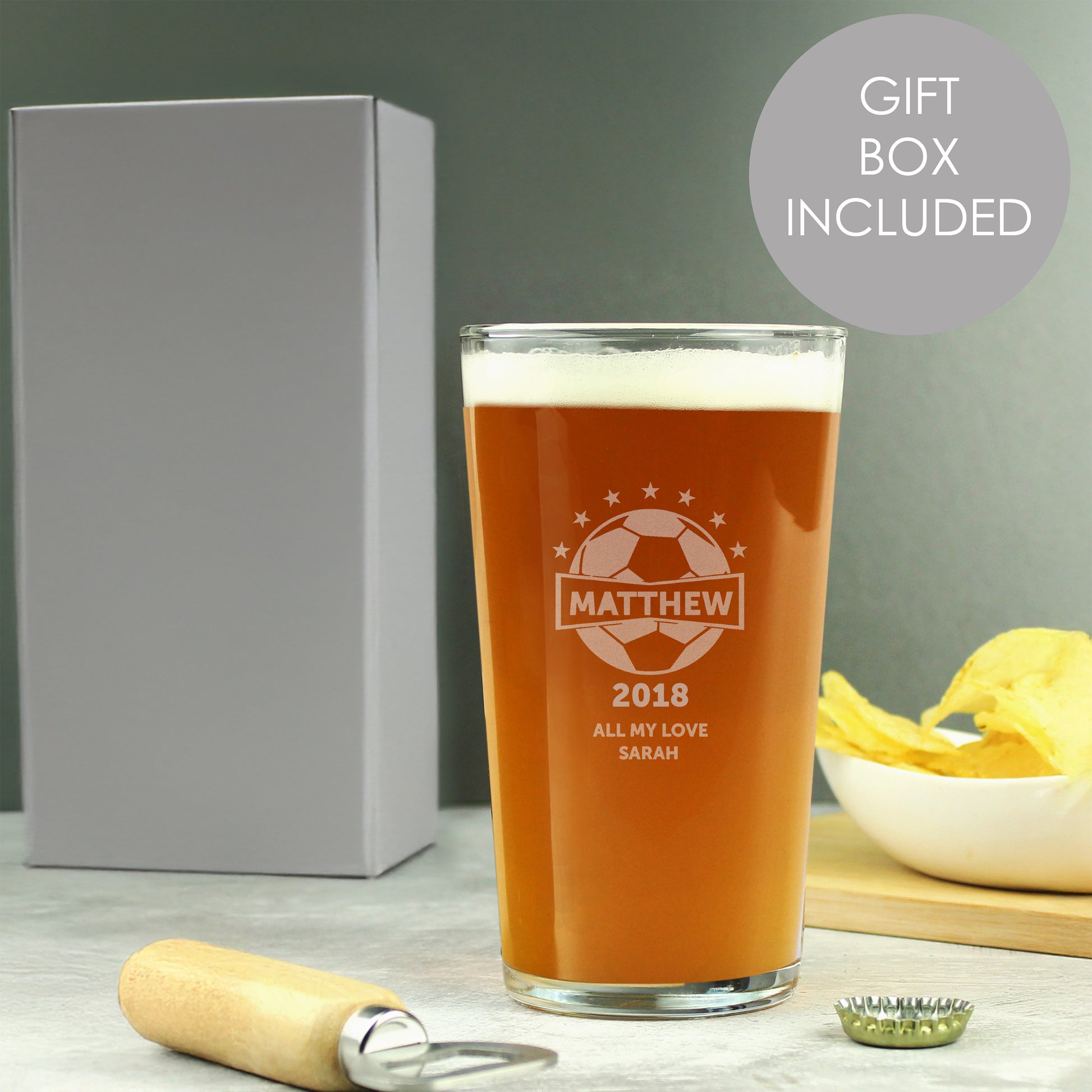 Personalised Football Pint Glass - Glasses & Barware - Inspired Creative Gifts