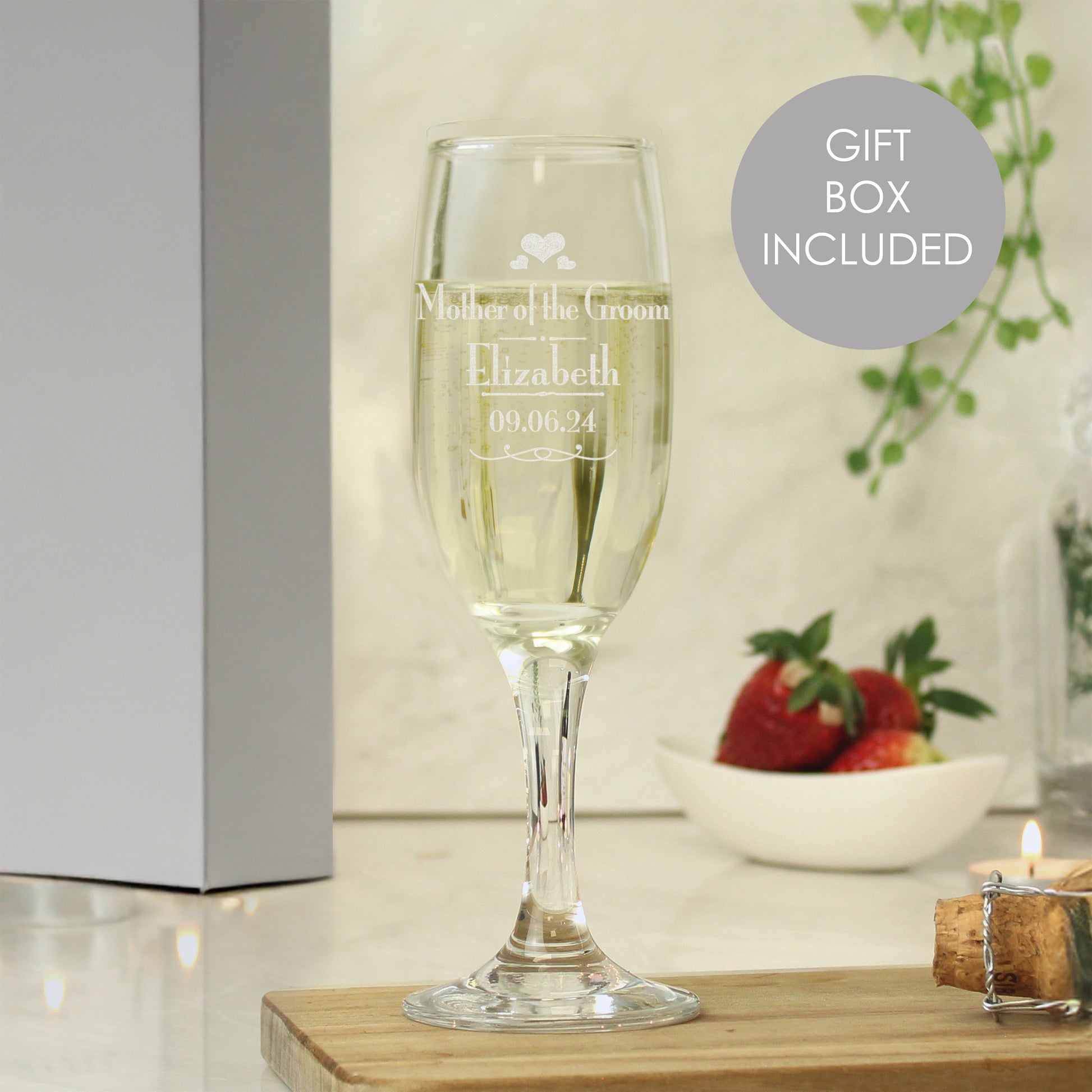 Personalised Decorative Wedding Mother of the Groom Glass Flute - Champagne Flute - Inspired Creative Gifts