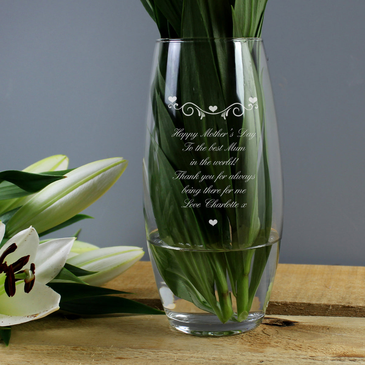 Personalised Hearts & Swirls Bullet Vase for Wedding