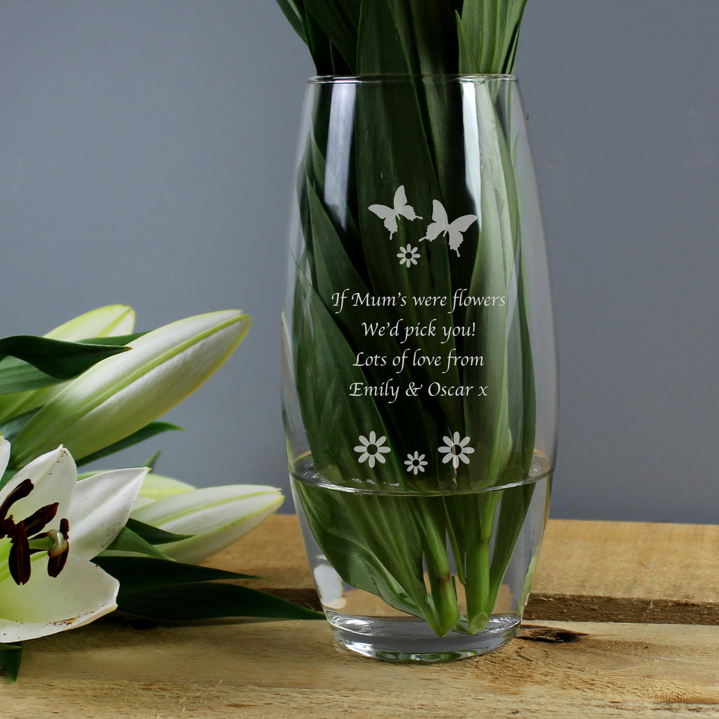 Personalised Butterflies and Flowers Bullet Vase | Gift for Her