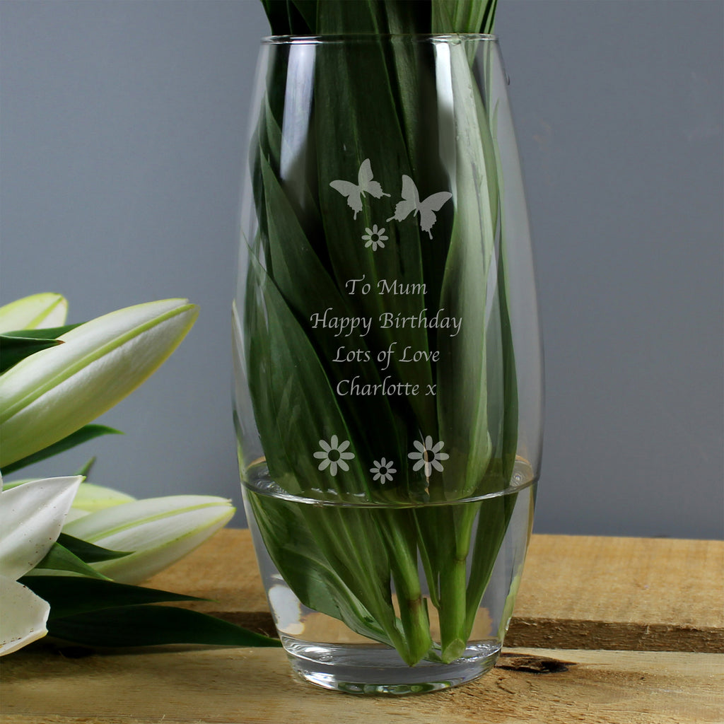 Personalised Butterflies and Flowers Bullet Vase | Gift for Her