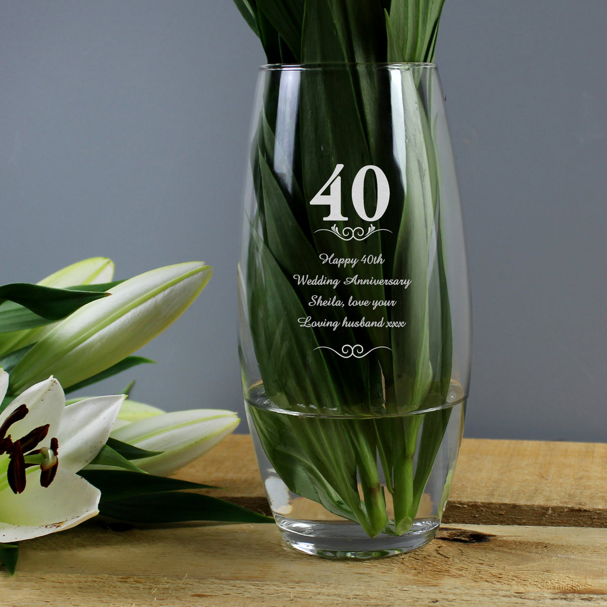 Personalised 40 Years Bullet Vase for Anniversary