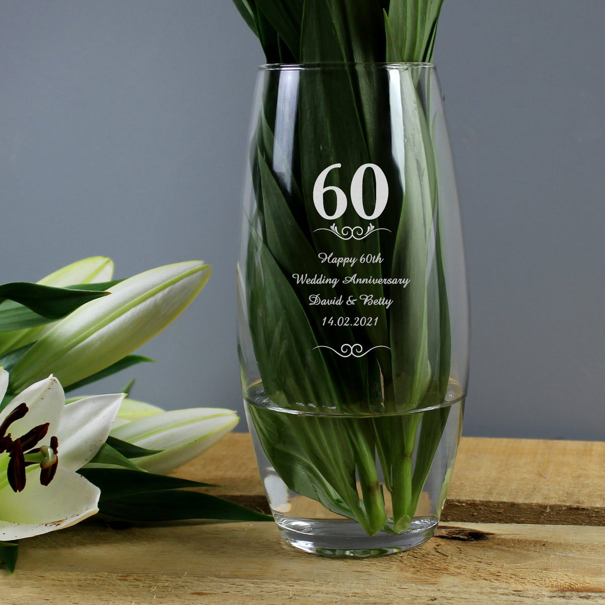 Personalised 60 Years Bullet Vase for Anniversary