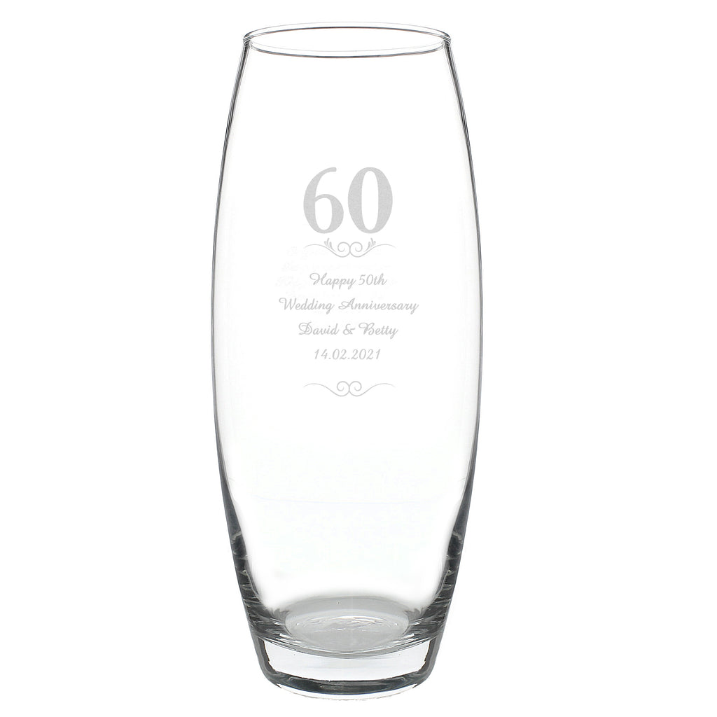 Personalised 60 Years Bullet Vase for Anniversary