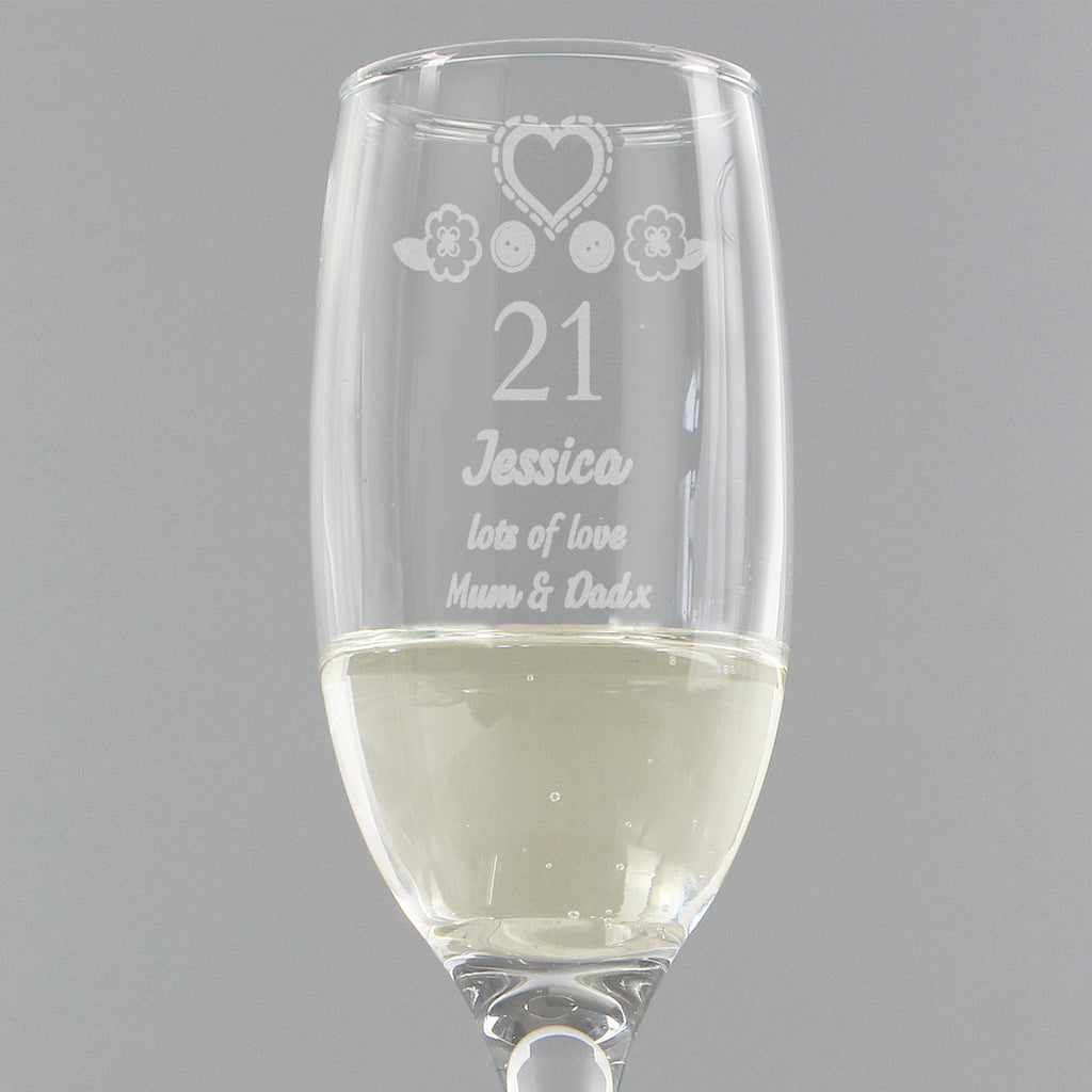 Personalised Birthday Craft Flute Glass - Champagne Flute - Inspired Creative Gifts