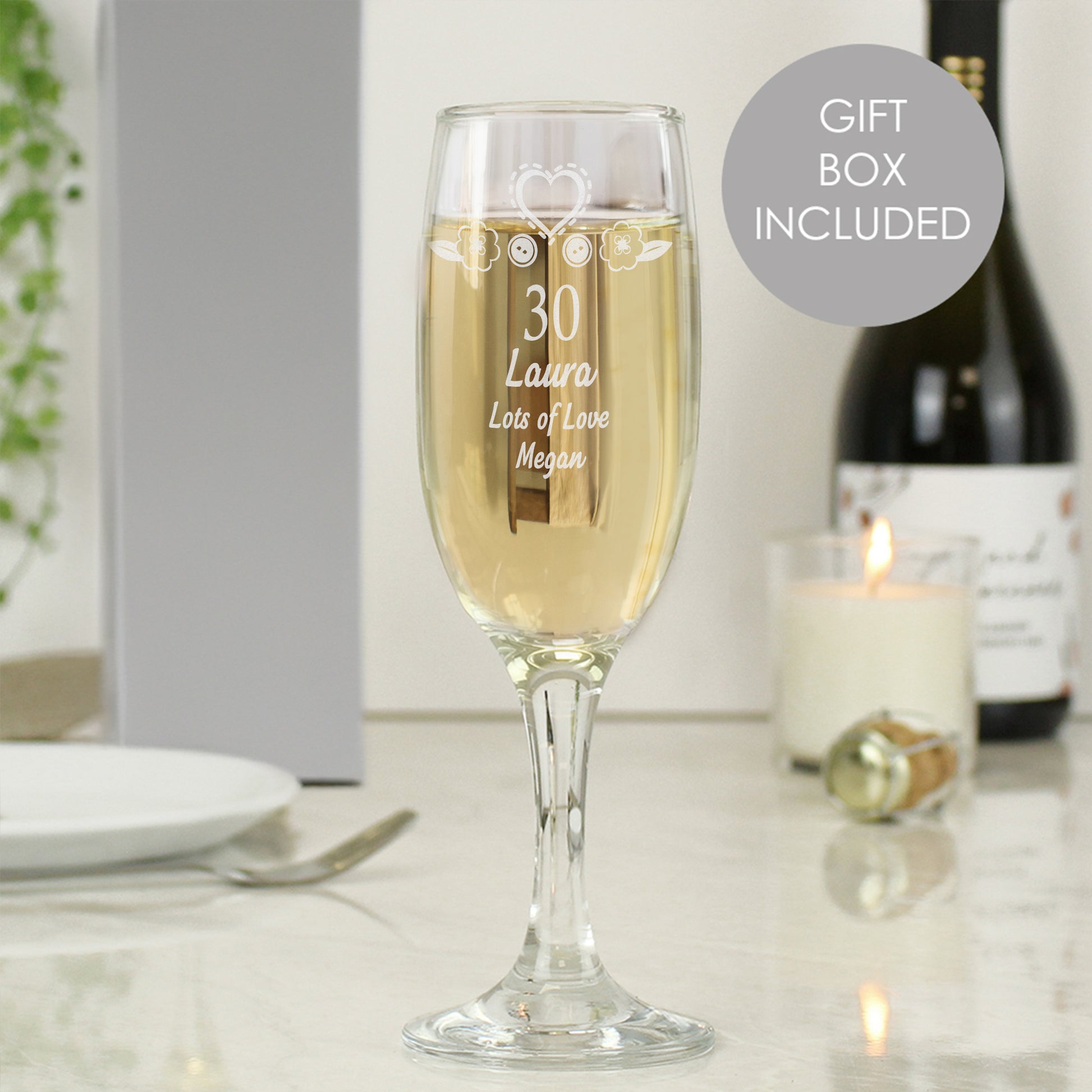Personalised Birthday Craft Flute Glass - Champagne Flute - Inspired Creative Gifts