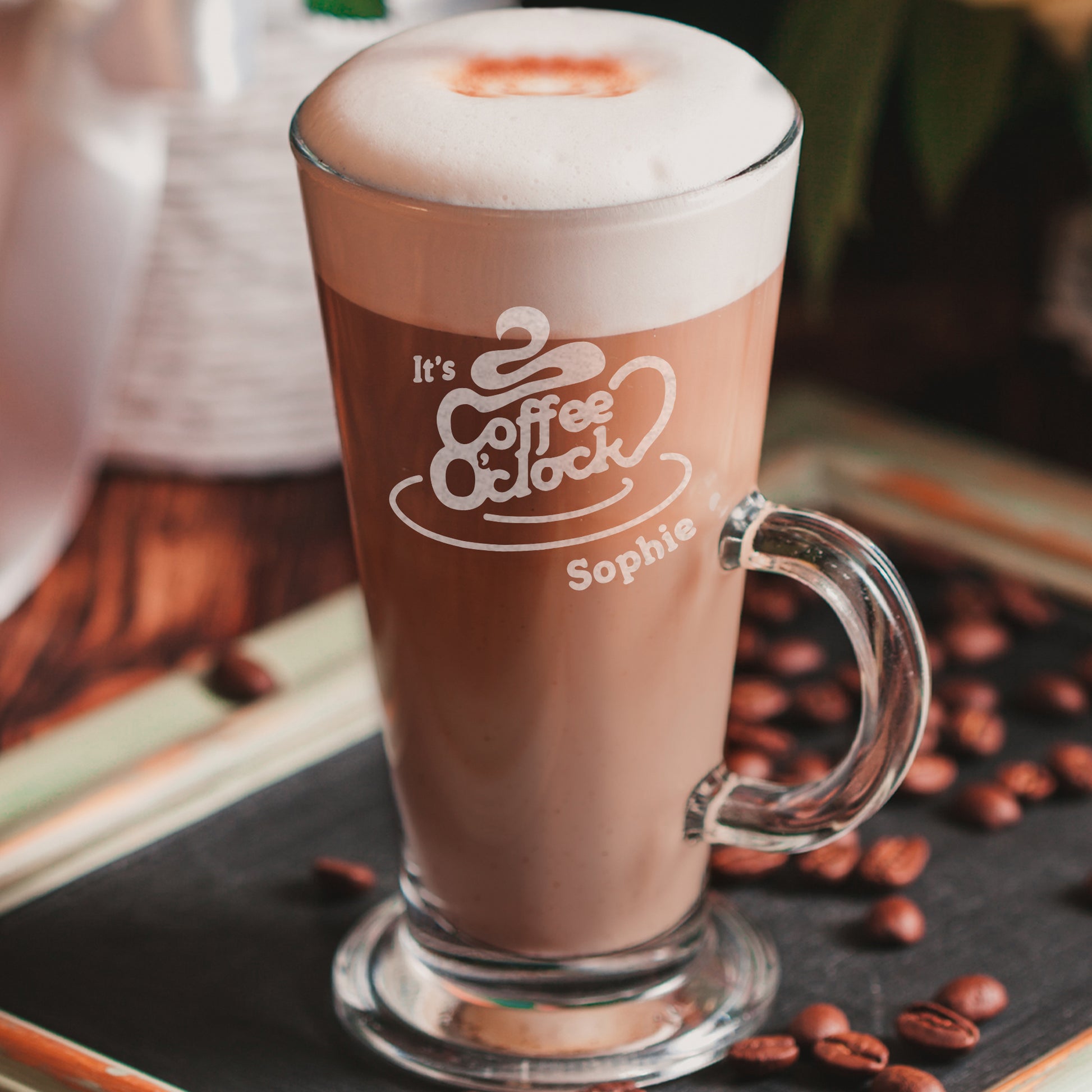 Personalised Coffee O Clock Latte Glass - Glasses & Barware - Inspired Creative Gifts