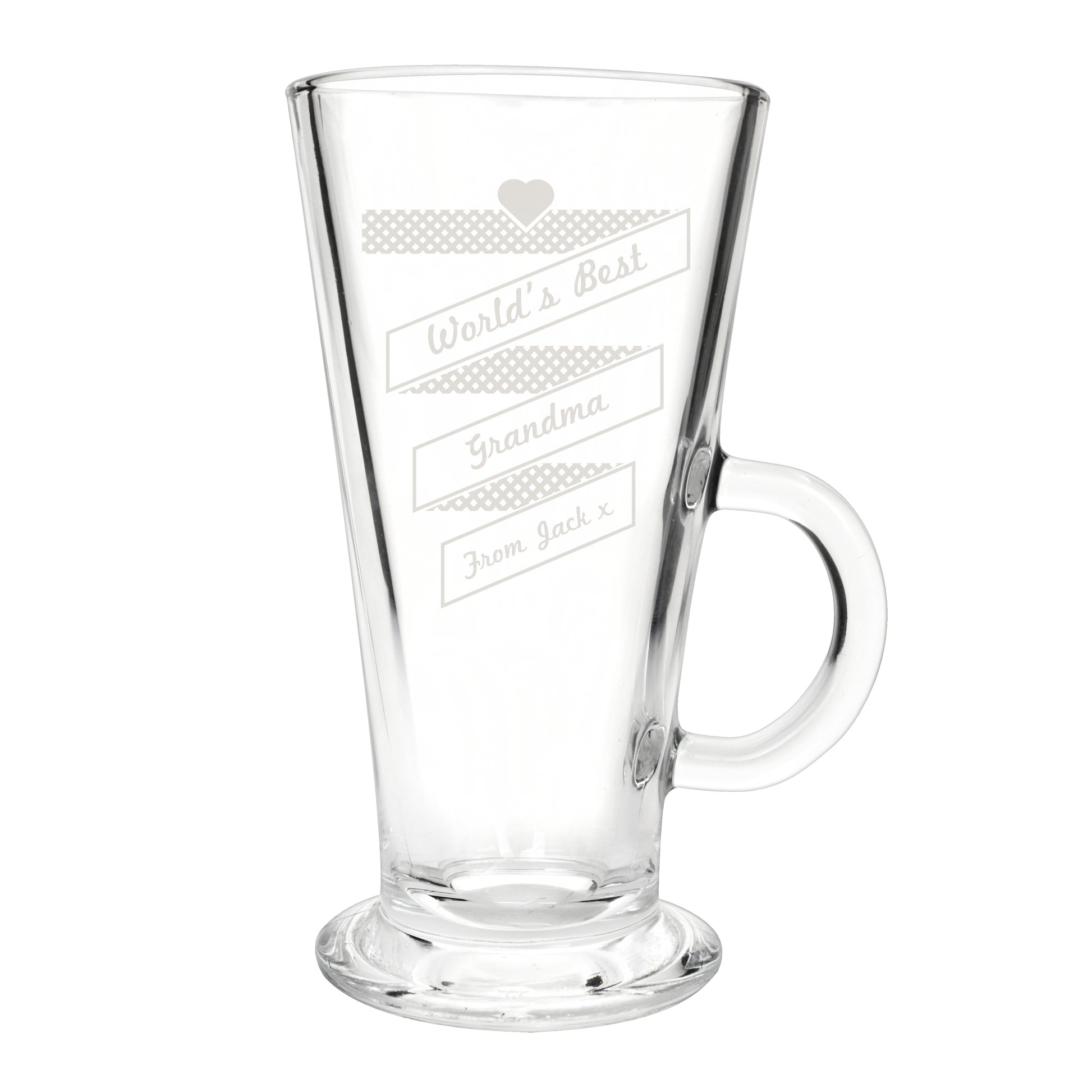 Personalised Heart Banner Latte Glass - Glasses & Barware - Inspired Creative Gifts