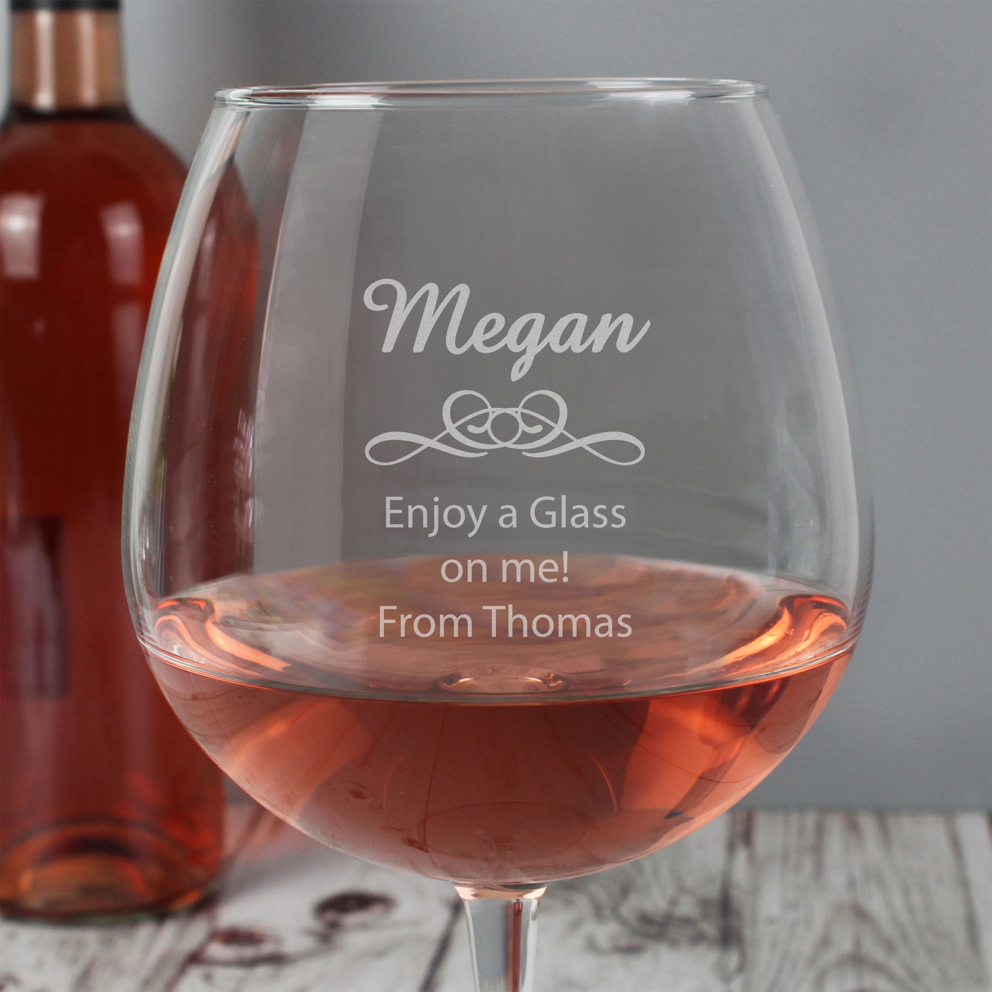 Personalised Decorative Bottle of Wine Glass - Wine Glass - Inspired Creative Gifts