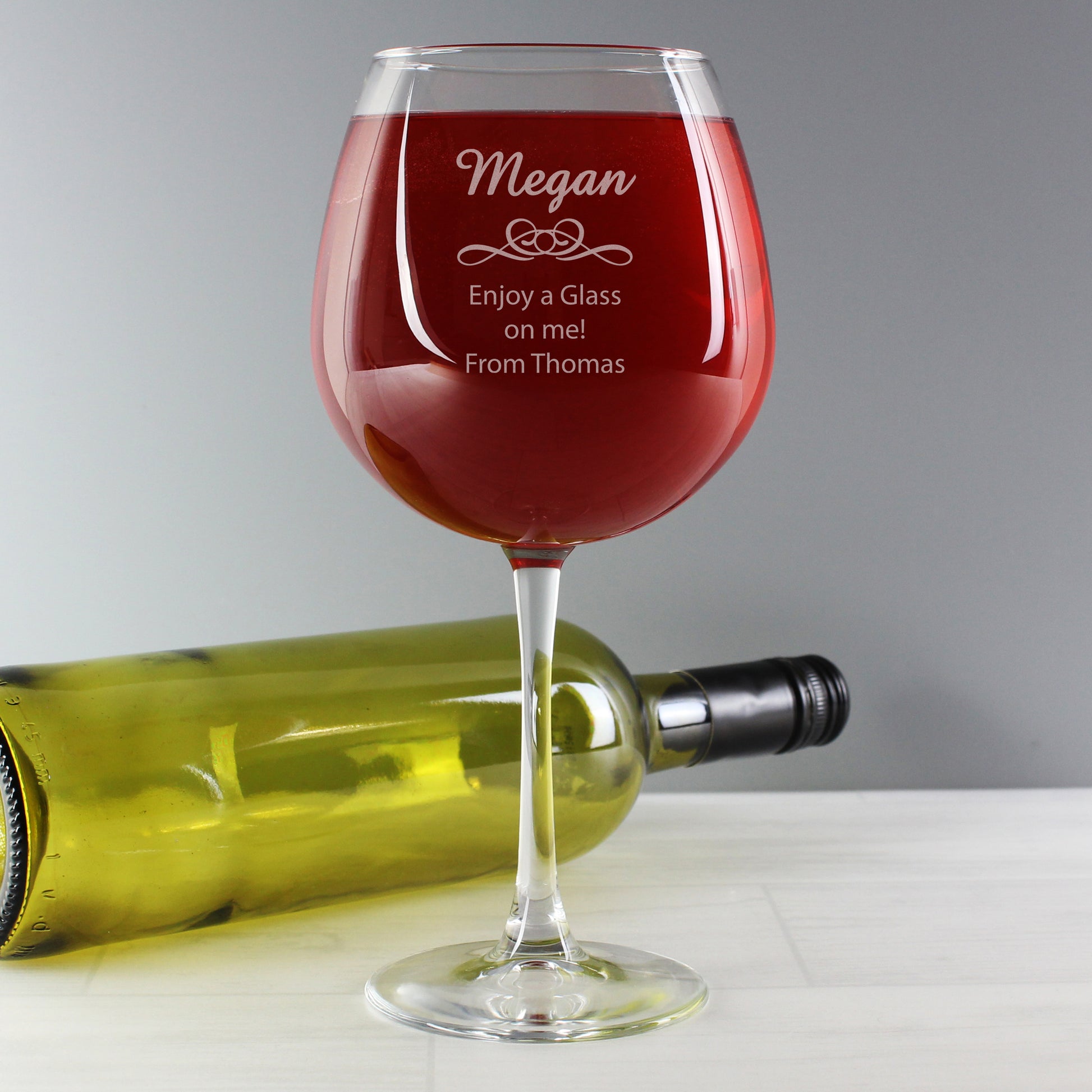 Personalised Decorative Bottle of Wine Glass - Wine Glass - Inspired Creative Gifts