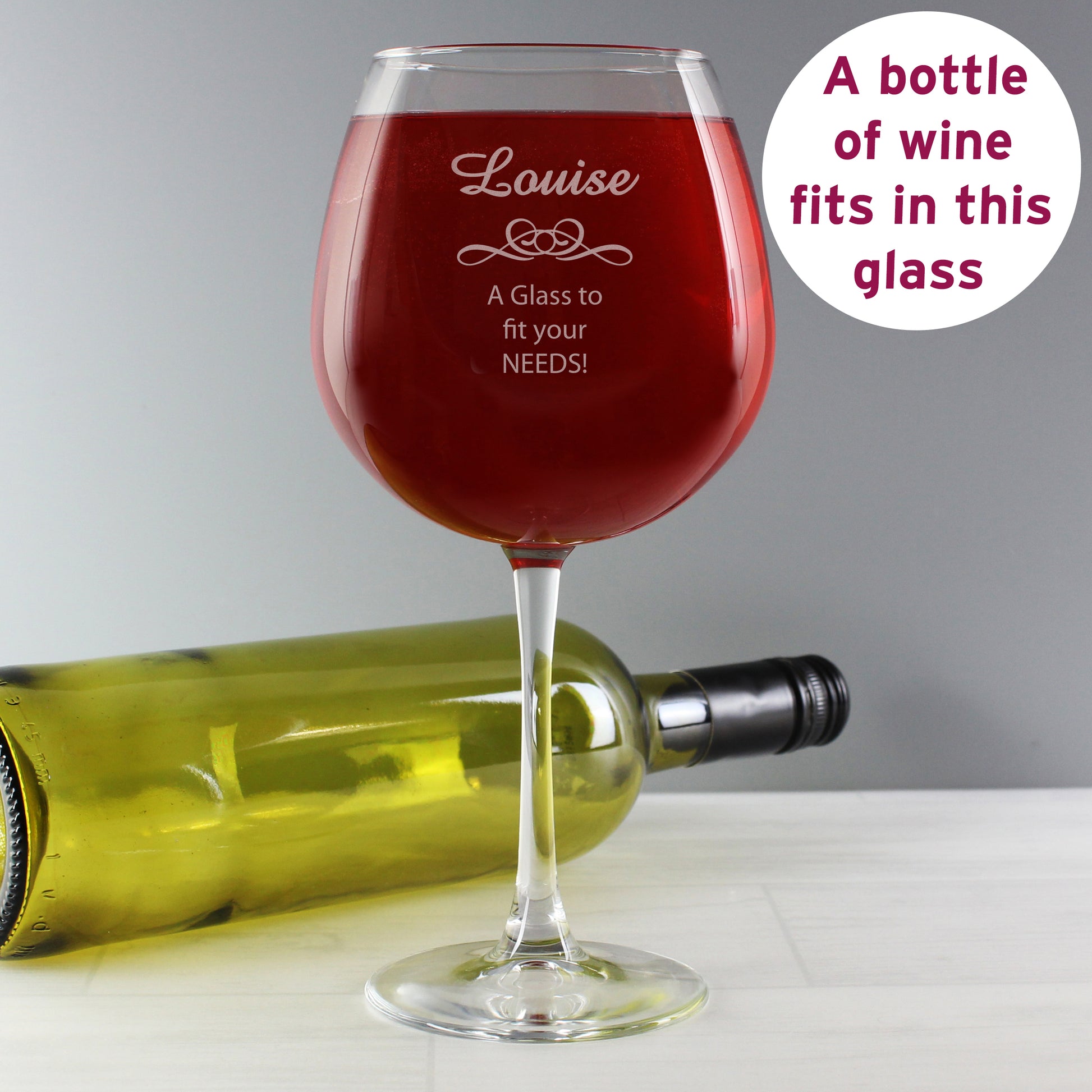 Personalised Decorative Bottle of Wine Glass - Wine Glass - Inspired Creative Gifts
