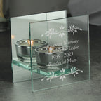 Personalised Sentiments Mirrored Glass Tea Light Candle Holder | Candles & Reed Diffusers