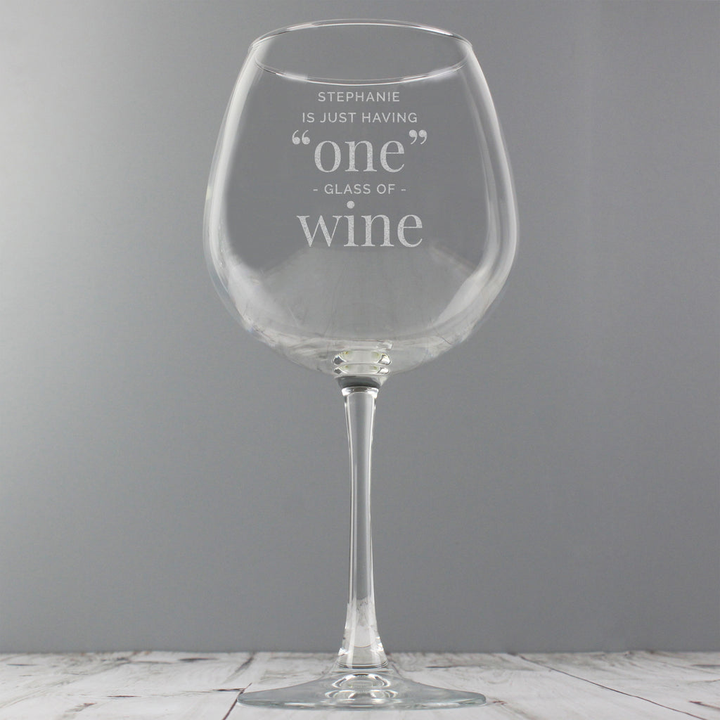 Personalised 'One Glass' Bottle of Wine Glass - Wine Glass - Inspired Creative Gifts