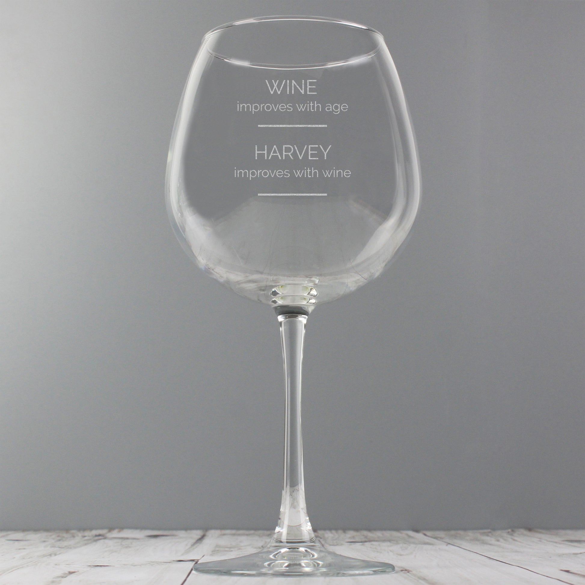 Personalised 'Wine Improves with Age' Bottle of Wine Glass - Wine Glass - Inspired Creative Gifts