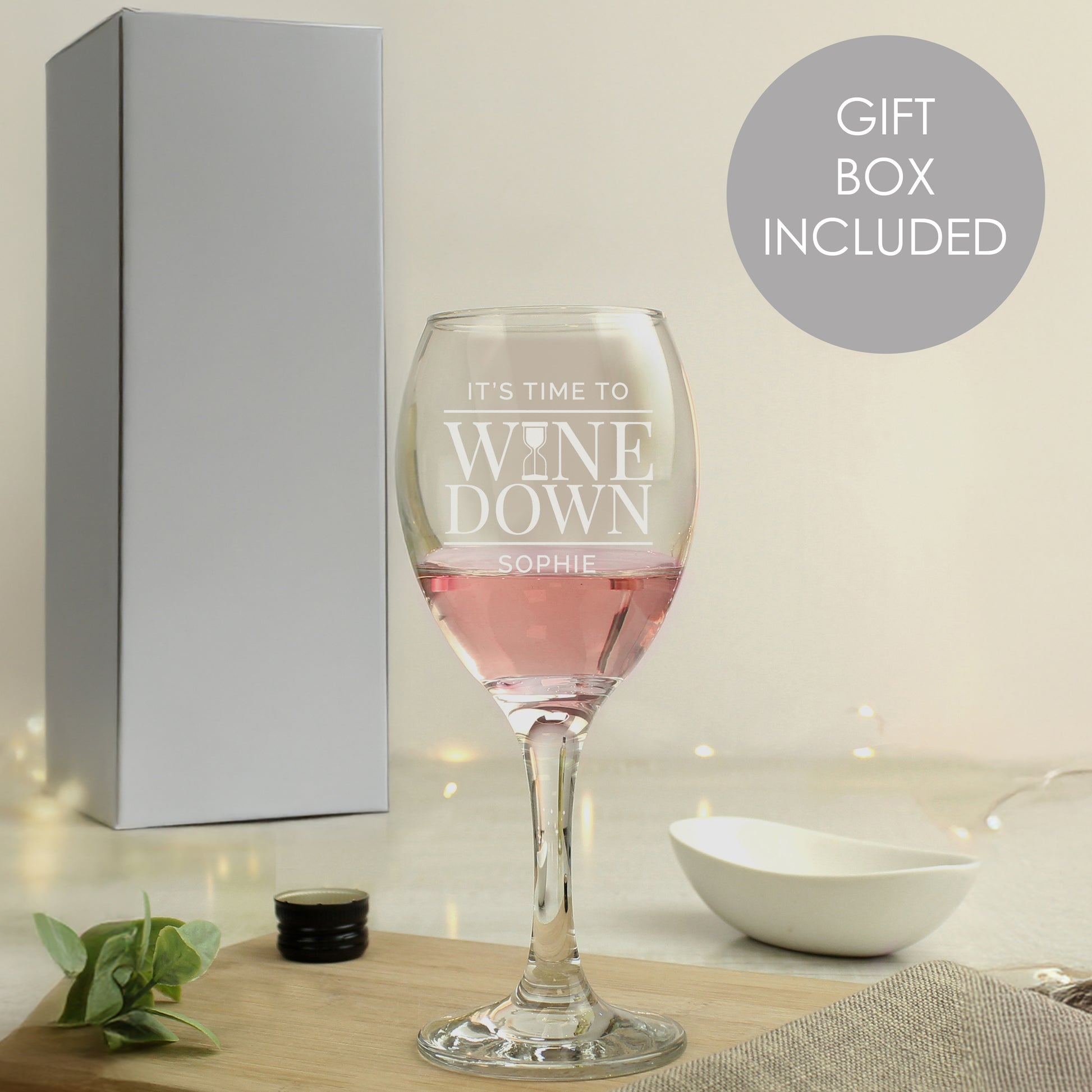 Personalised 'It's Time to Wine Down' Wine Glass - Wine Glass - Inspired Creative Gifts