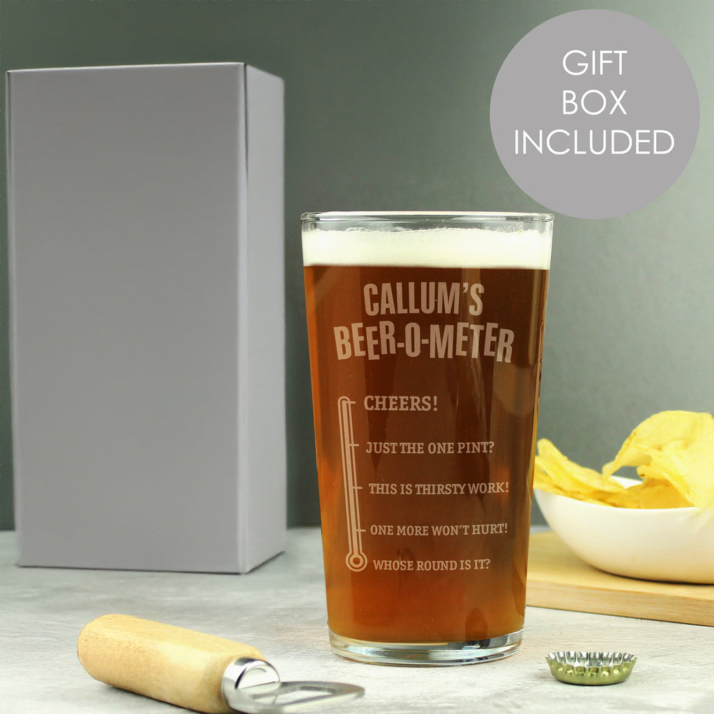 Personalised Beer-o-Meter Pint Glass - Pint Glass - Inspired Creative Gifts