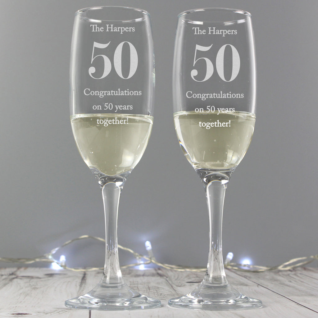 Personalised Anniversary Pair of Flutes - Glasses & Barware - Inspired Creative Gifts