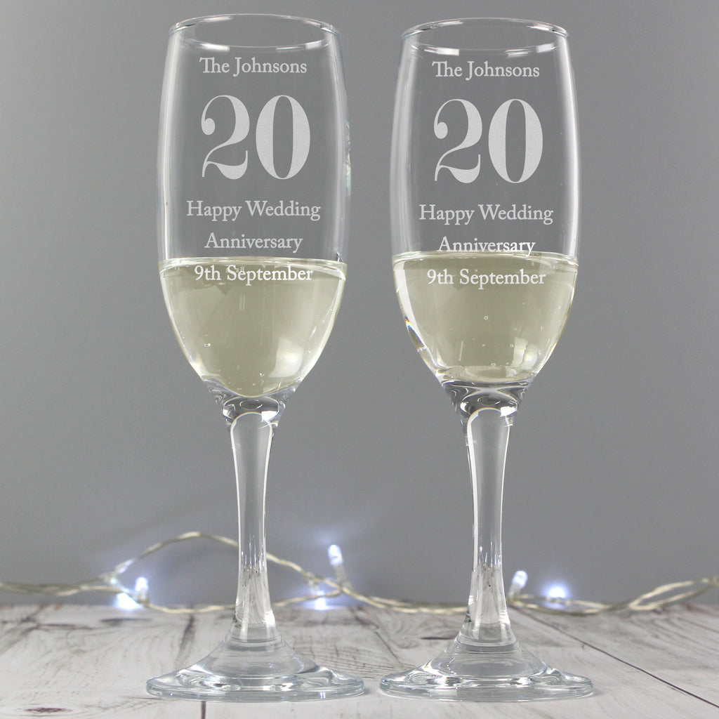 Personalised Anniversary Pair of Flutes - Glasses & Barware - Inspired Creative Gifts