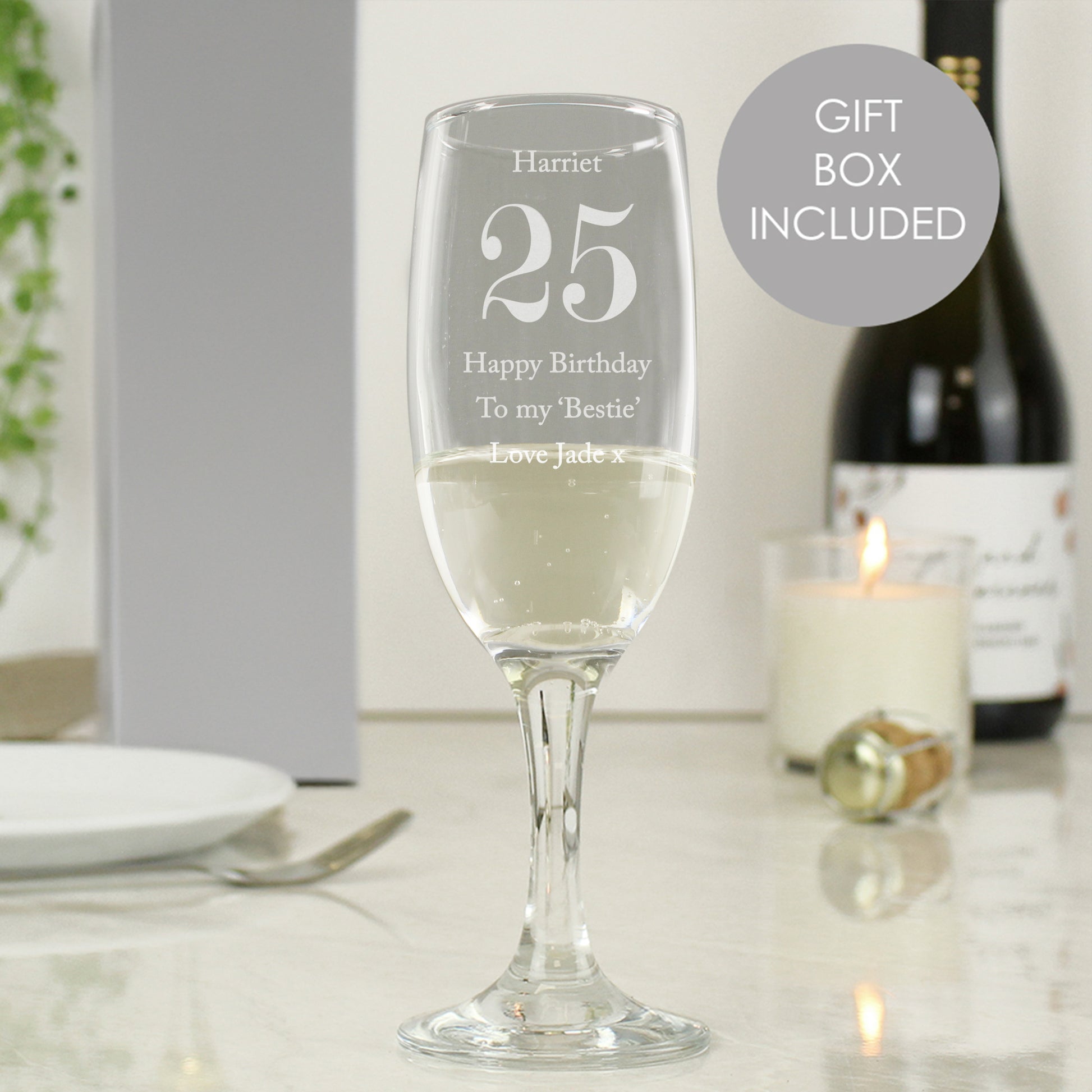 Personalised Birthday Big Age Flute - Champagne Flute - Inspired Creative Gifts