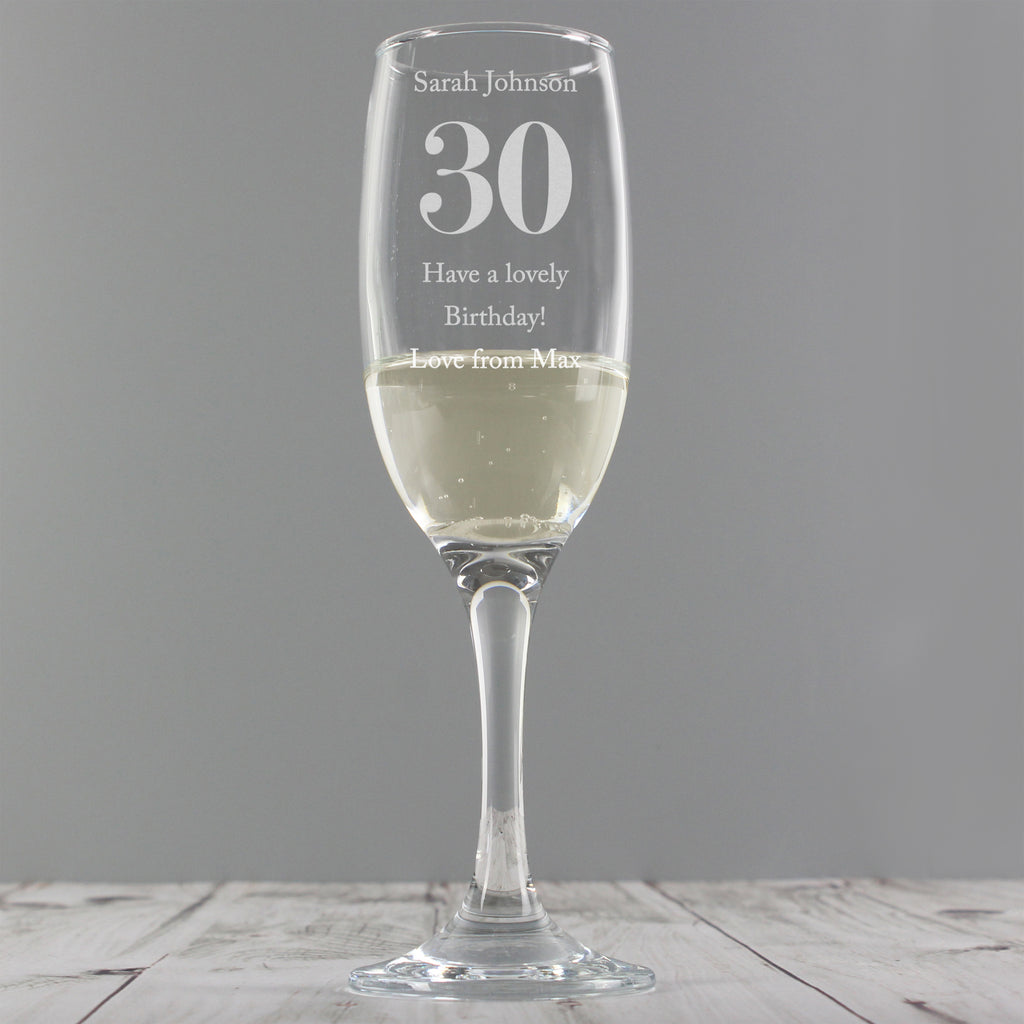 Personalised Birthday Big Age Flute - Champagne Flute - Inspired Creative Gifts
